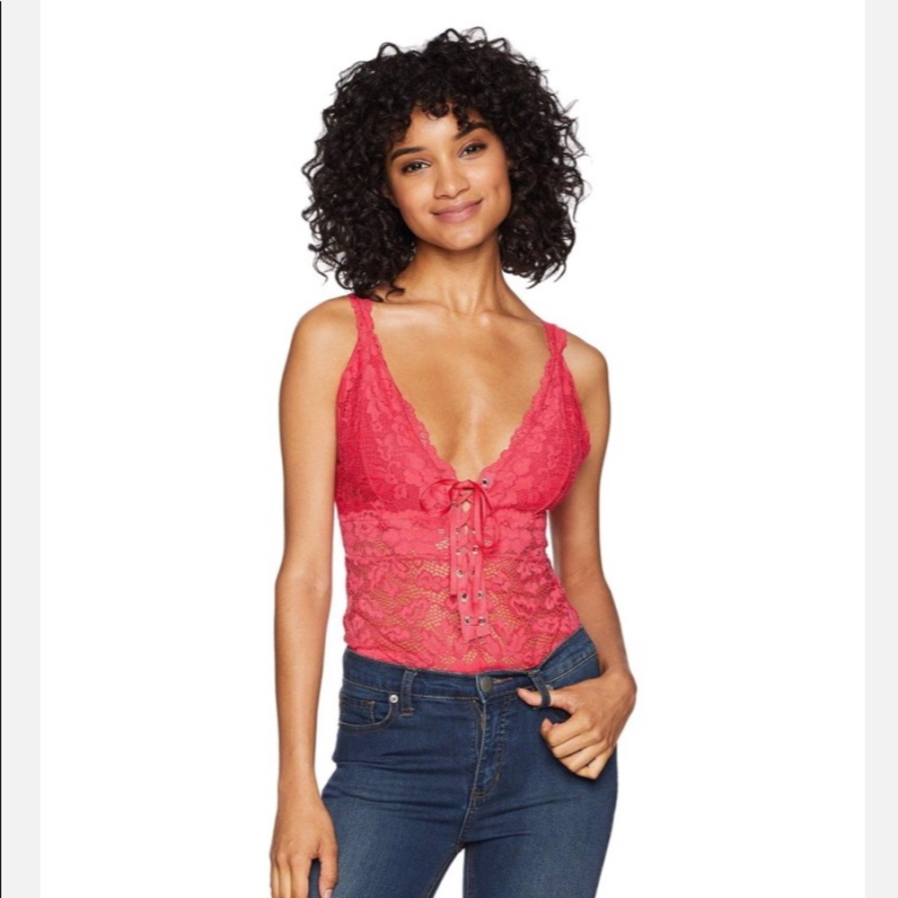 NWT‎ FREE PEOPLE GAZEY EYES LACE BODYSUIT, Flirty Romantic Feminine